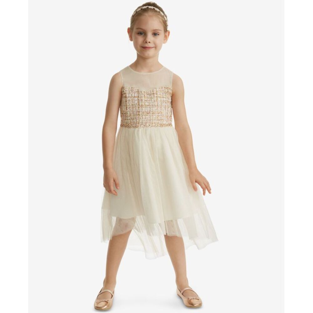 Rare Editions Toddler Girls Boucle Illusion Neck Dress